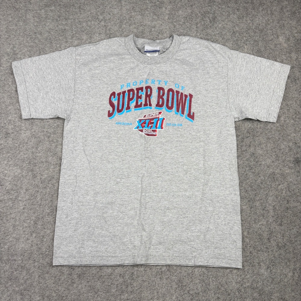 Reebok T Shirt Mens XL Gray Super Bowl XLII Arizona 2008 Graphic Y2K Sport